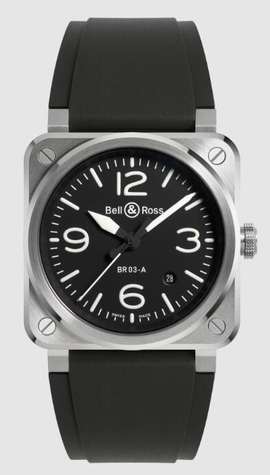 Review Bell and Ross BR 03 Replica Watch NEW BR 03 BLACK STEEL BR03A-BL-ST/SRB - Click Image to Close